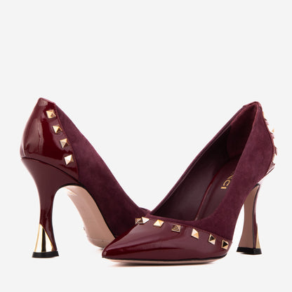 The Bella Vita Studded Burgundy Leather Pump Women Shoe