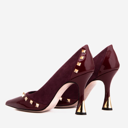 The Bella Vita Studded Burgundy Leather Pump Women Shoe