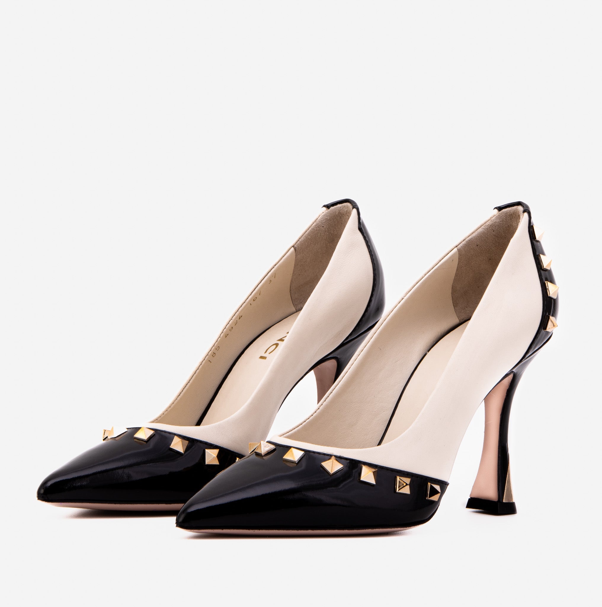 The Bella Vita Studded Beige & Black Leather Pump Women Shoe