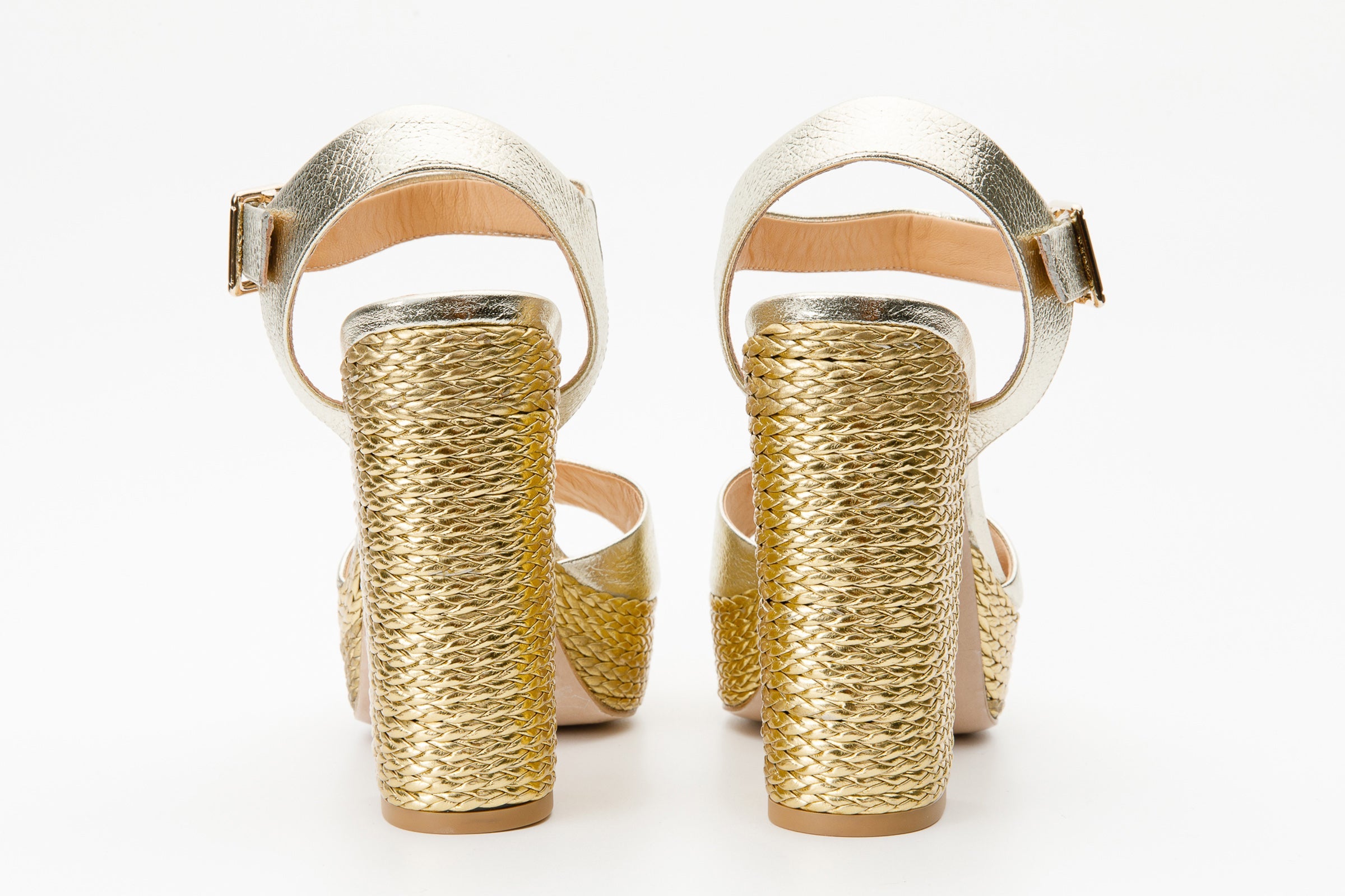 The Tampico Platform Heel Gold Leather Women Sandal