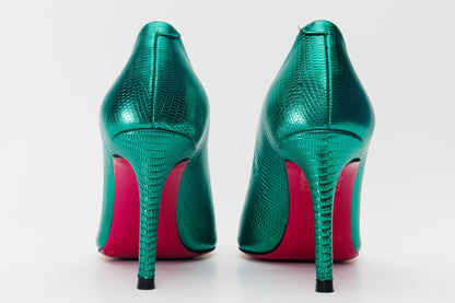 The Maple Green Leather Pump Fuchsia Sole Women Shoe