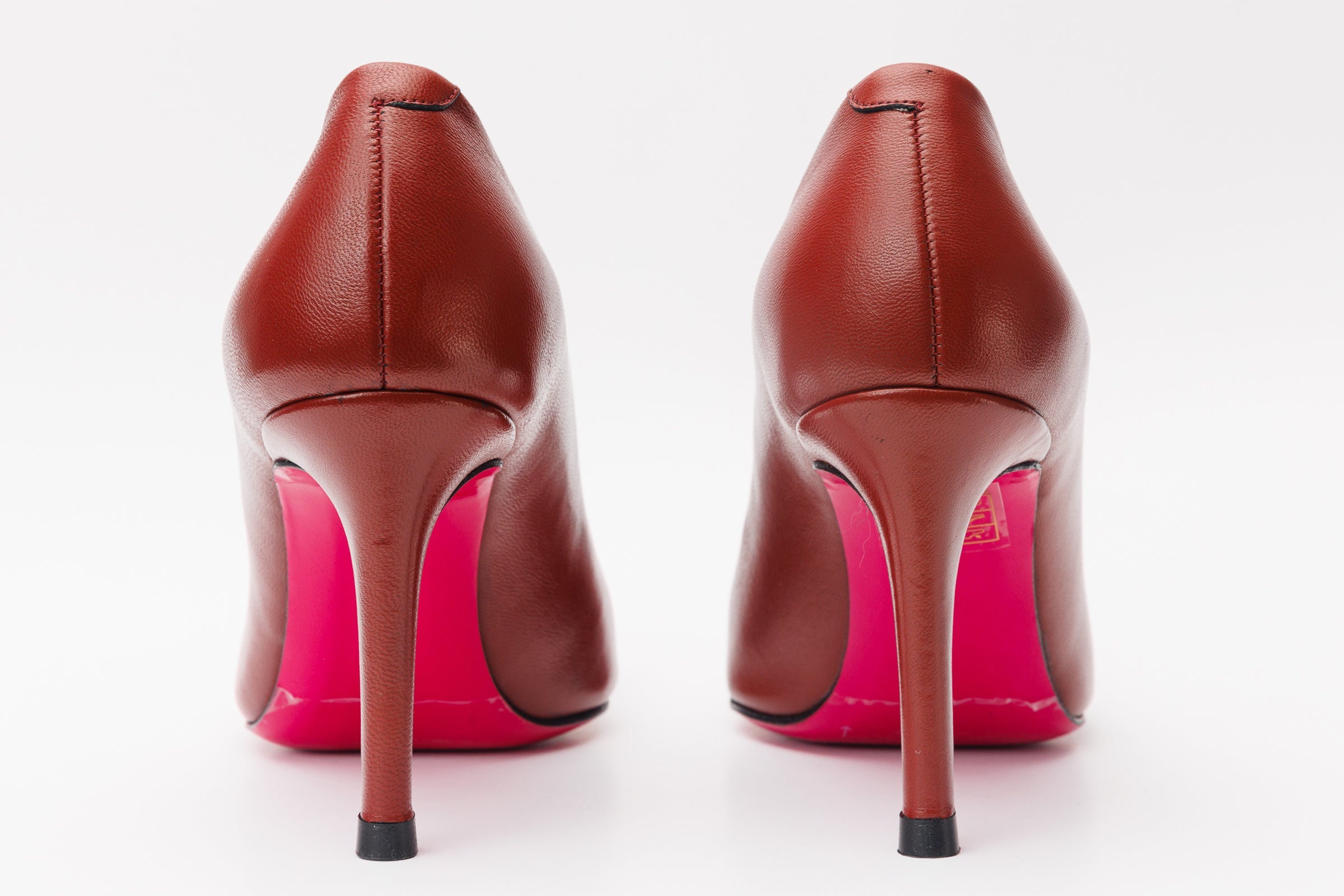 Vinci Leather Shoes The Maneadero Dark Red Leather Pump Fuchsia Sole Women Shoe