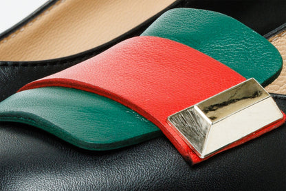 The Olney Black Leather Block Heel Pump Women Shoe