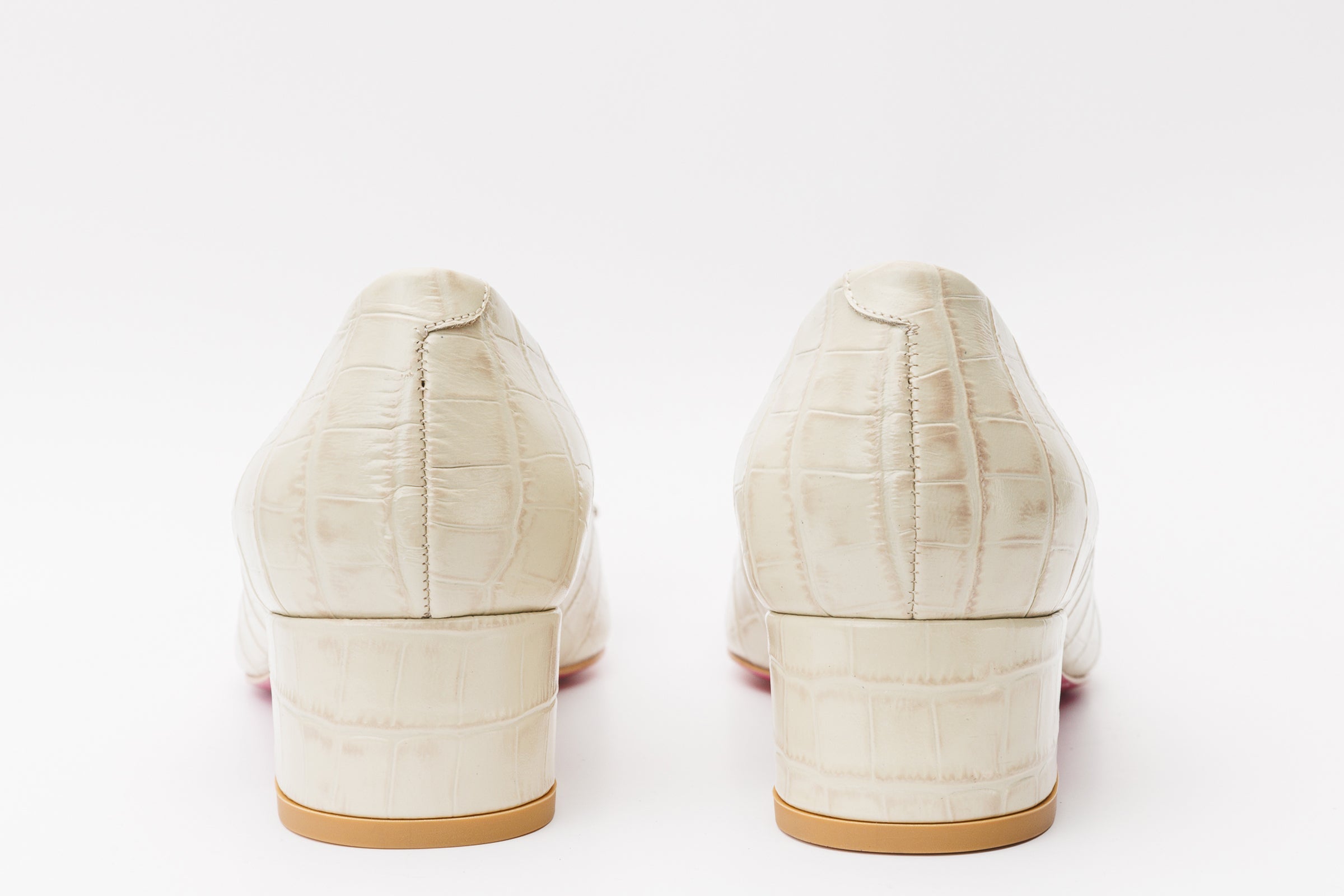 The Foggia Beige Leather Block Heel Pump Women Shoe