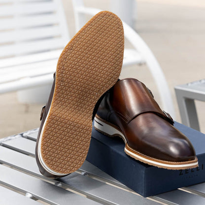 55 - 103 - Brn Legerra Hand Burnished Italian Calfskin Monkstrap, Brown Shop by Zelli Italia – Don't Panic Shoes