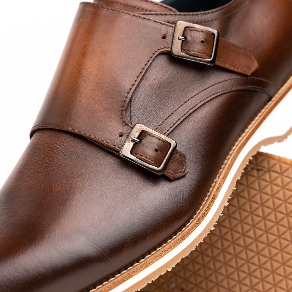 55 - 103 - Brn Legerra Hand Burnished Italian Calfskin Monkstrap, Brown Shop by Zelli Italia – Don't Panic Shoes