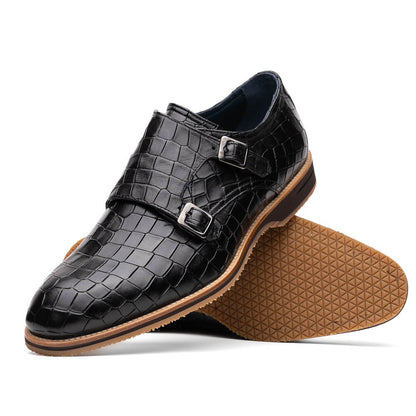 55 - 112 - Blk Legerra Hand Burnished Crocodile Print Monkstrap Black Sale by Zelli Italia – Don't Panic Shoes