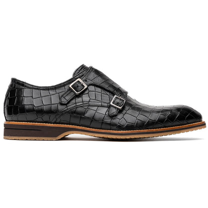 55 - 112 - Blk Legerra Hand Burnished Crocodile Print Monkstrap Black Sale by Zelli Italia – Don't Panic Shoes