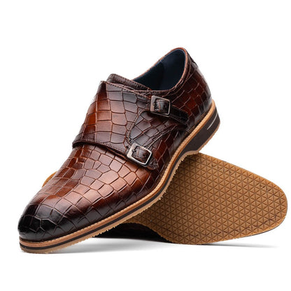 55 - 112 - Cgn Legerra Hand Burnished Crocodile Print Monkstrap Cognac Shop by Zelli Italia – Don't Panic Shoes