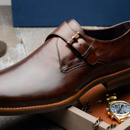 55 - 605 - Cst Roman Italian Calfskin Monkstrap Chestnut Shop by Zelli Italia – Don't Panic Shoes