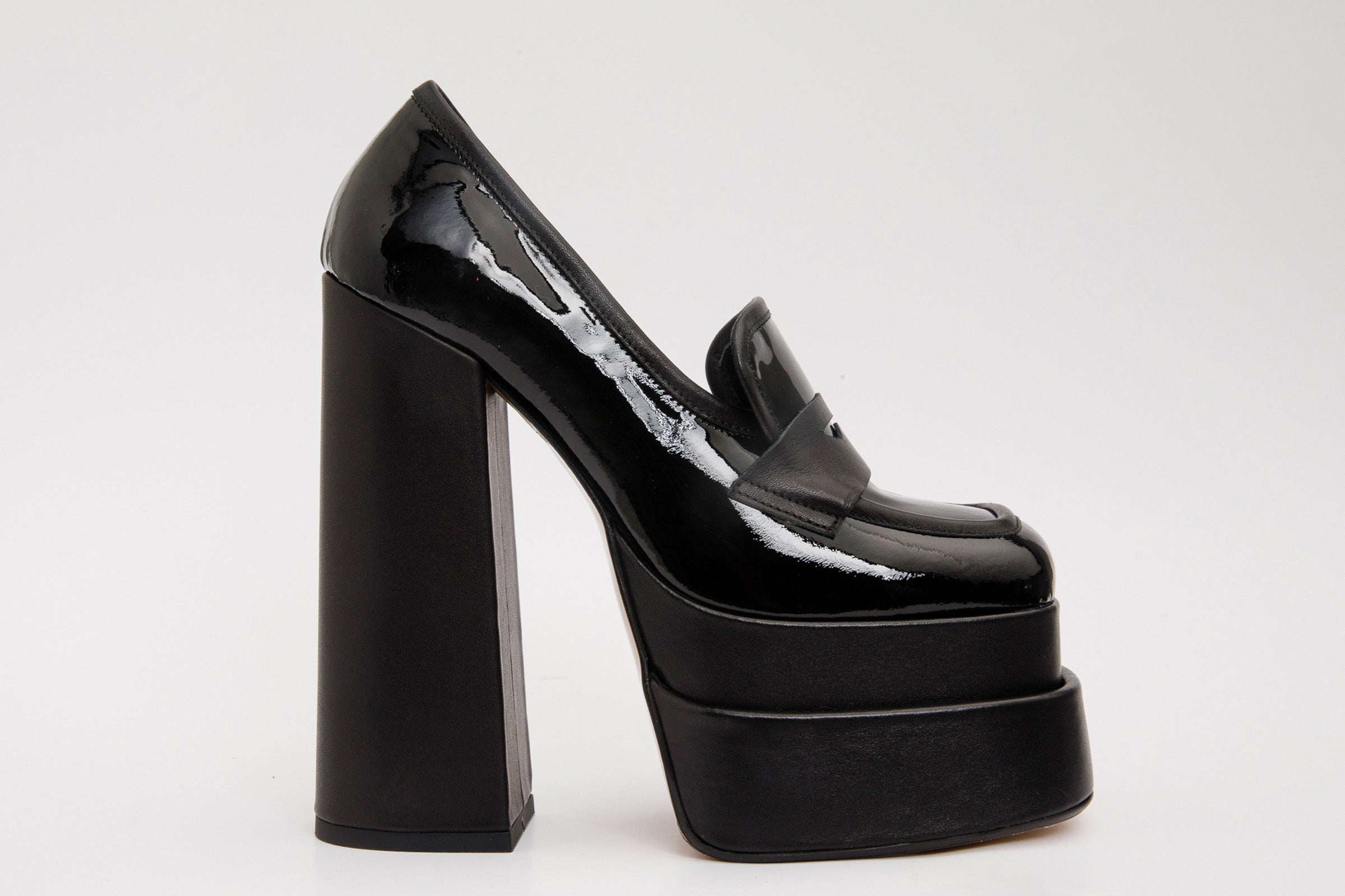 The Latino Black Leather Platform Heel Pump Women Shoe Final Sale!