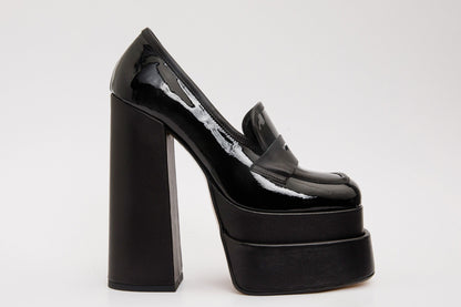 The Latino Black Leather Platform Heel Pump Women Shoe Final Sale!