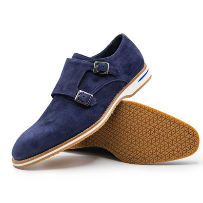 56 - 100 - Nvy Legerra Sueded Goatskin Monkstrap, Navy Sale by Zelli Italia – Don't Panic Shoes