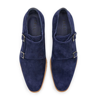 56 - 100 - Nvy Legerra Sueded Goatskin Monkstrap, Navy Sale by Zelli Italia – Don't Panic Shoes