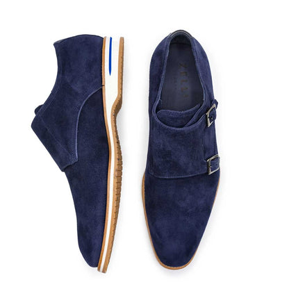 56 - 100 - Nvy Legerra Sueded Goatskin Monkstrap, Navy Sale by Zelli Italia – Don't Panic Shoes