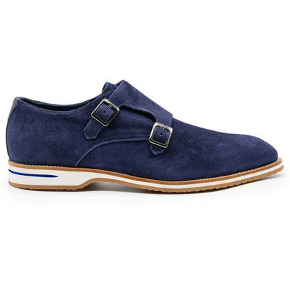 56 - 100 - Nvy Legerra Sueded Goatskin Monkstrap, Navy Sale by Zelli Italia – Don't Panic Shoes