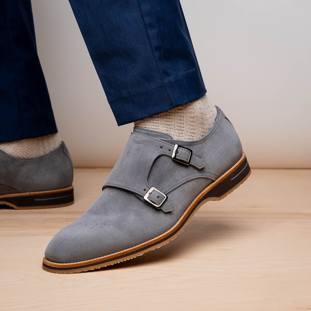 56 - 105 - Gry Legerra Sueded Goatskin Monkstrap Grey Shop by Zelli Italia – Don't Panic Shoes
