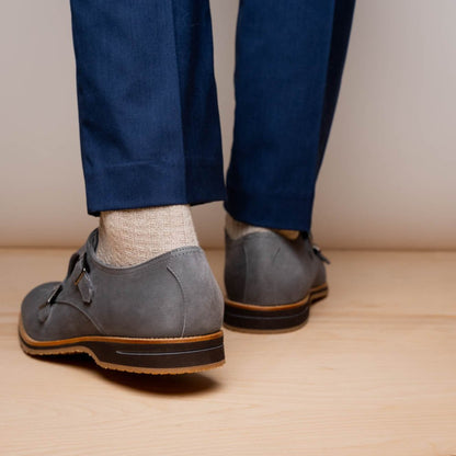 56 - 105 - Gry Legerra Sueded Goatskin Monkstrap Grey Shop by Zelli Italia – Don't Panic Shoes