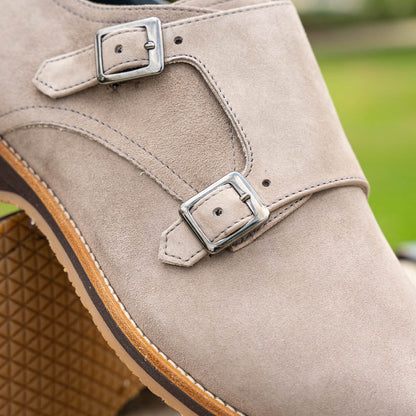 56 - 105 - Snd Legerra Sueded Goatskin Monkstrap, Sand Sale by Zelli Italia – Don't Panic Shoes