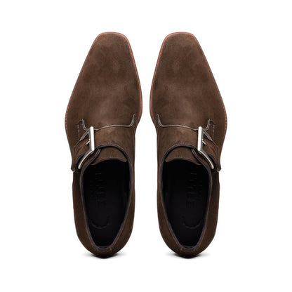 56 - 110 - Dbr Hebilla Monk Strap Italian Suede Calfskin Dark Brown Shop by Zelli Italia – Don't Panic Shoes