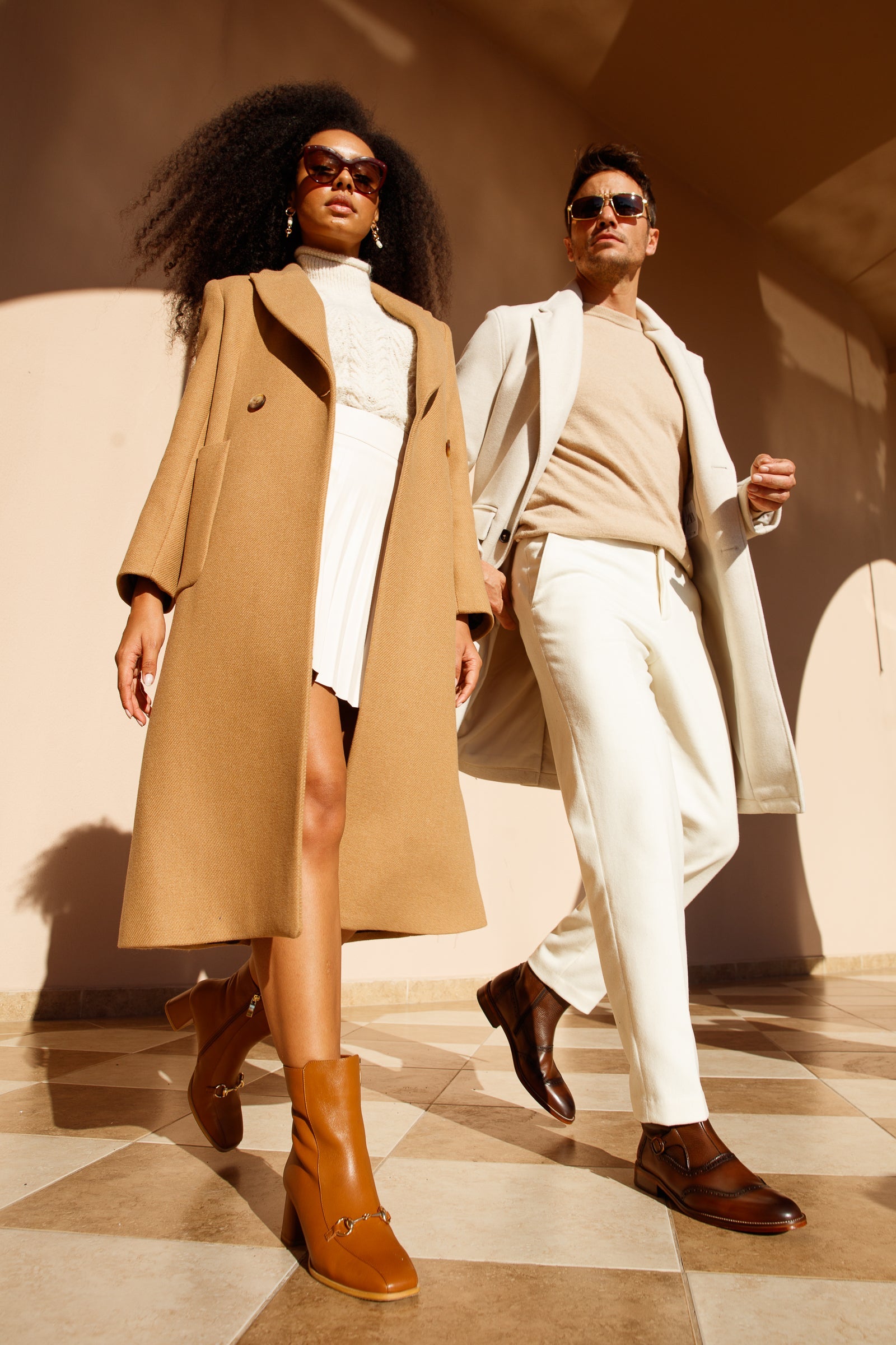 The Bukres Tan Leather Block Heel Mid Calf Women Boot