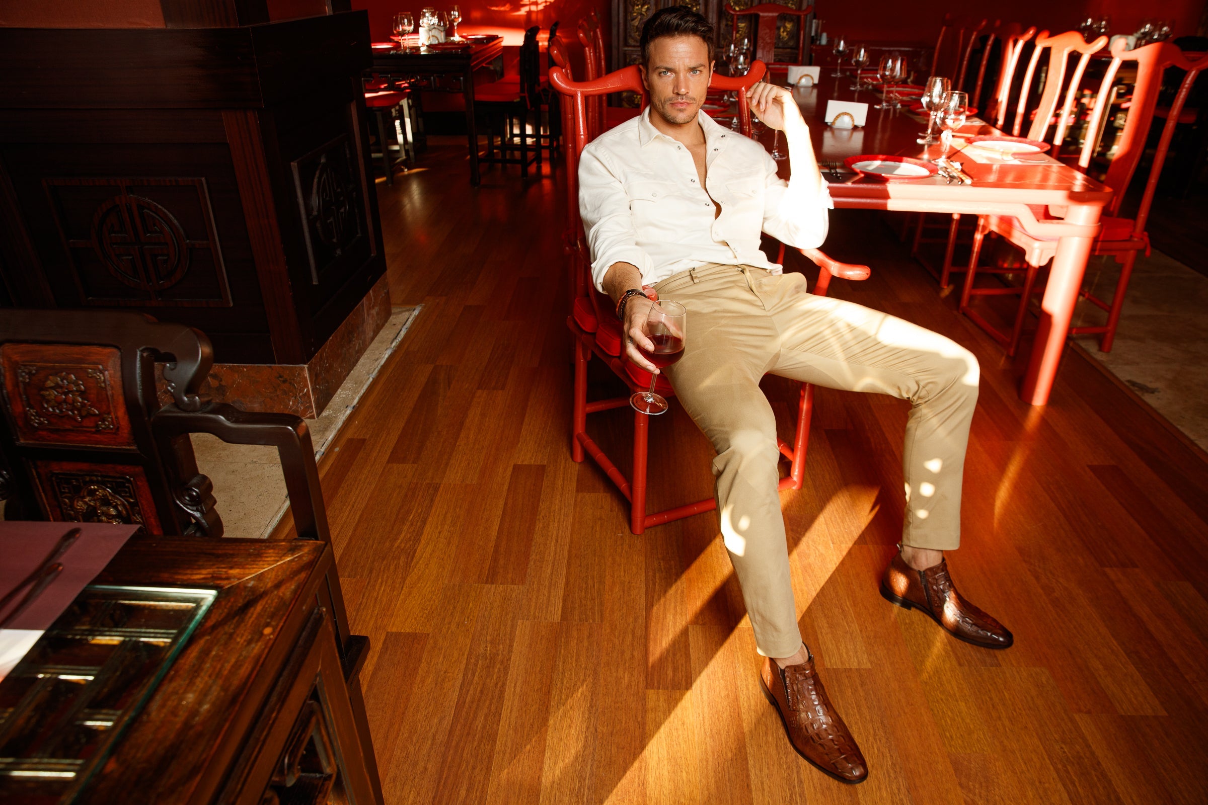 The Randor Brown Crocodile Leather Side-Zip Dress Ankle Men  Boot