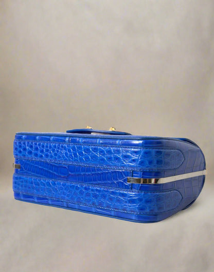 Balenciaga Alligator Leather Mini Shoulder Bag Blue