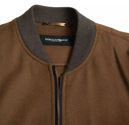 Dolce And Gabbana Full Zip Bomber Men's Cashmere Brown