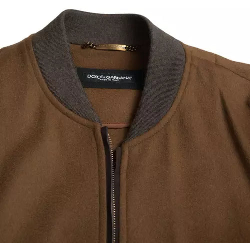 Dolce And Gabbana Full Zip Bomber Men's Cashmere Brown