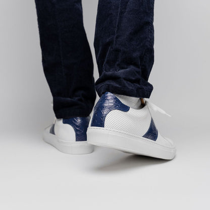 61 - 101 - Nvy Olympias Italian Calfskin And Crocodile Stripe, Navy Shop by Zelli Italia – Don't Panic Shoes