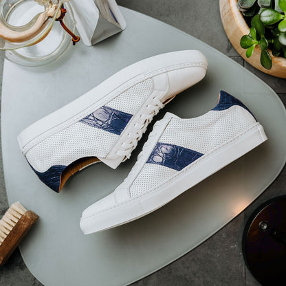 61 - 101 - Nvy Olympias Italian Calfskin And Crocodile Stripe, Navy Shop by Zelli Italia – Don't Panic Shoes