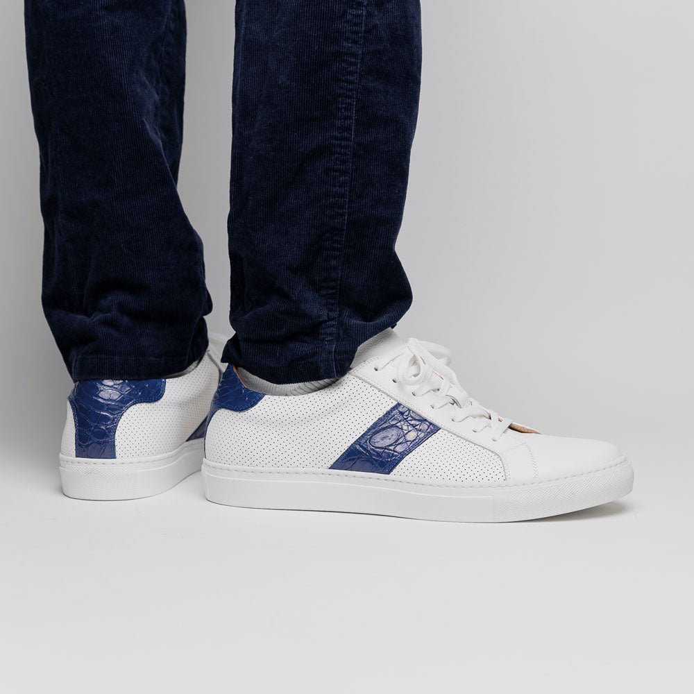 61 - 101 - Nvy Olympias Italian Calfskin And Crocodile Stripe, Navy Shop by Zelli Italia – Don't Panic Shoes