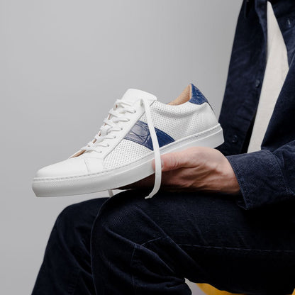 61 - 101 - Nvy Olympias Italian Calfskin And Crocodile Stripe, Navy Shop by Zelli Italia – Don't Panic Shoes