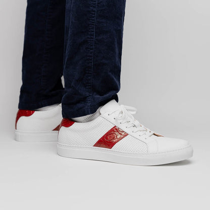 61 - 101 - Red Olympias Italian Calfskin And Crocodile Stripe, Red Sale by Zelli Italia – Don't Panic Shoes