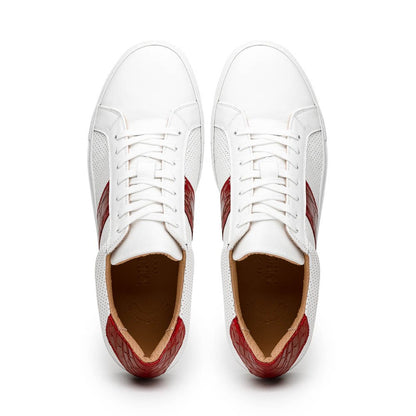 61 - 101 - Red Olympias Italian Calfskin And Crocodile Stripe, Red Sale by Zelli Italia – Don't Panic Shoes