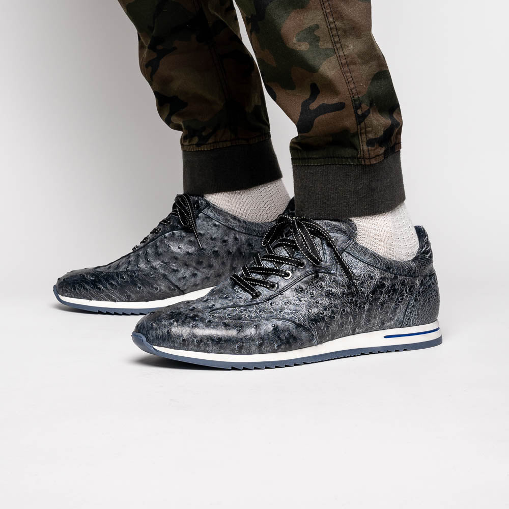 63 - 112 - Blk Rio Ostrich Quill Sneakers, Black Denim Shop by Zelli Italia – Don't Panic Shoes