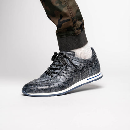 63 - 112 - Blk Rio Ostrich Quill Sneakers, Black Denim Shop by Zelli Italia – Don't Panic Shoes