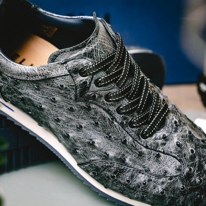 63 - 112 - Blk Rio Ostrich Quill Sneakers, Black Denim Shop by Zelli Italia – Don't Panic Shoes