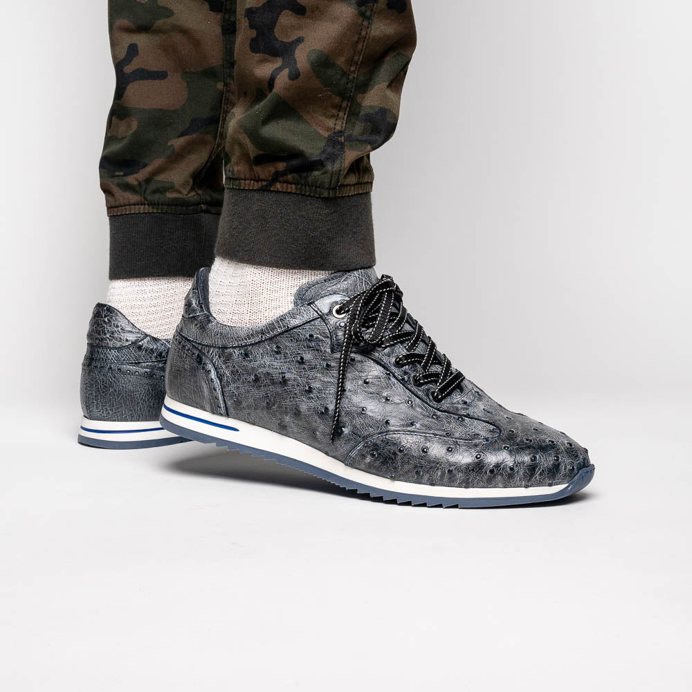 63 - 112 - Blk Rio Ostrich Quill Sneakers, Black Denim Shop by Zelli Italia – Don't Panic Shoes