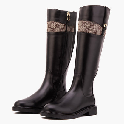 Vinci Leather Shoes The Bellina Black Leather Women’s Knee-High Women Boot