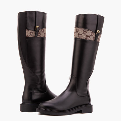 Vinci Leather Shoes The Bellina Black Leather Women’s Knee-High Women Boot