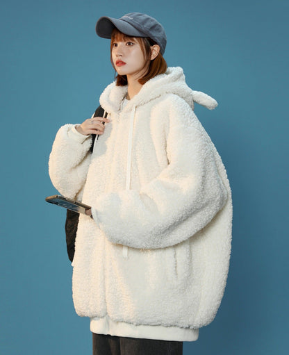 Niepce Women's Furry Bunny Ears Winter Jacket