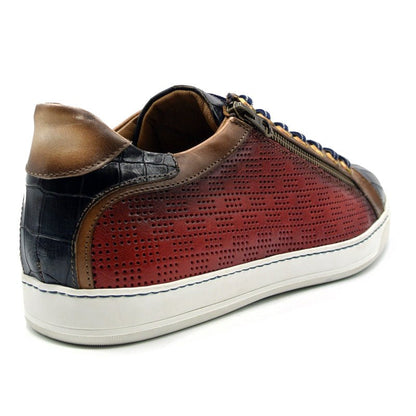 65 - 209 - Red Brezza Calfskin And Embossed Crocodile Sneaker, Red Shop by Zelli Italia – Don't Panic Shoes