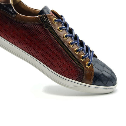 65 - 209 - Red Brezza Calfskin And Embossed Crocodile Sneaker, Red Shop by Zelli Italia – Don't Panic Shoes