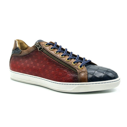 65 - 209 - Red Brezza Calfskin And Embossed Crocodile Sneaker, Red Shop by Zelli Italia – Don't Panic Shoes