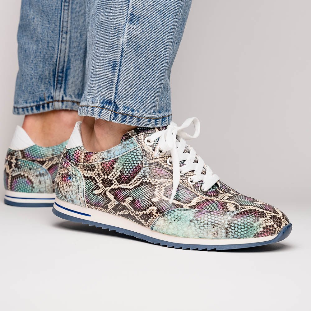 65 - 215 - Blu Peri Python Embossed Italian Calfskin Sneakers, Marine Blue Sale by Zelli Italia – Don't Panic Shoes