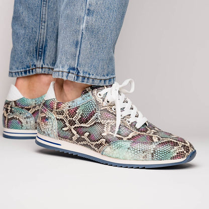 65 - 215 - Blu Peri Python Embossed Italian Calfskin Sneakers, Marine Blue Sale by Zelli Italia – Don't Panic Shoes