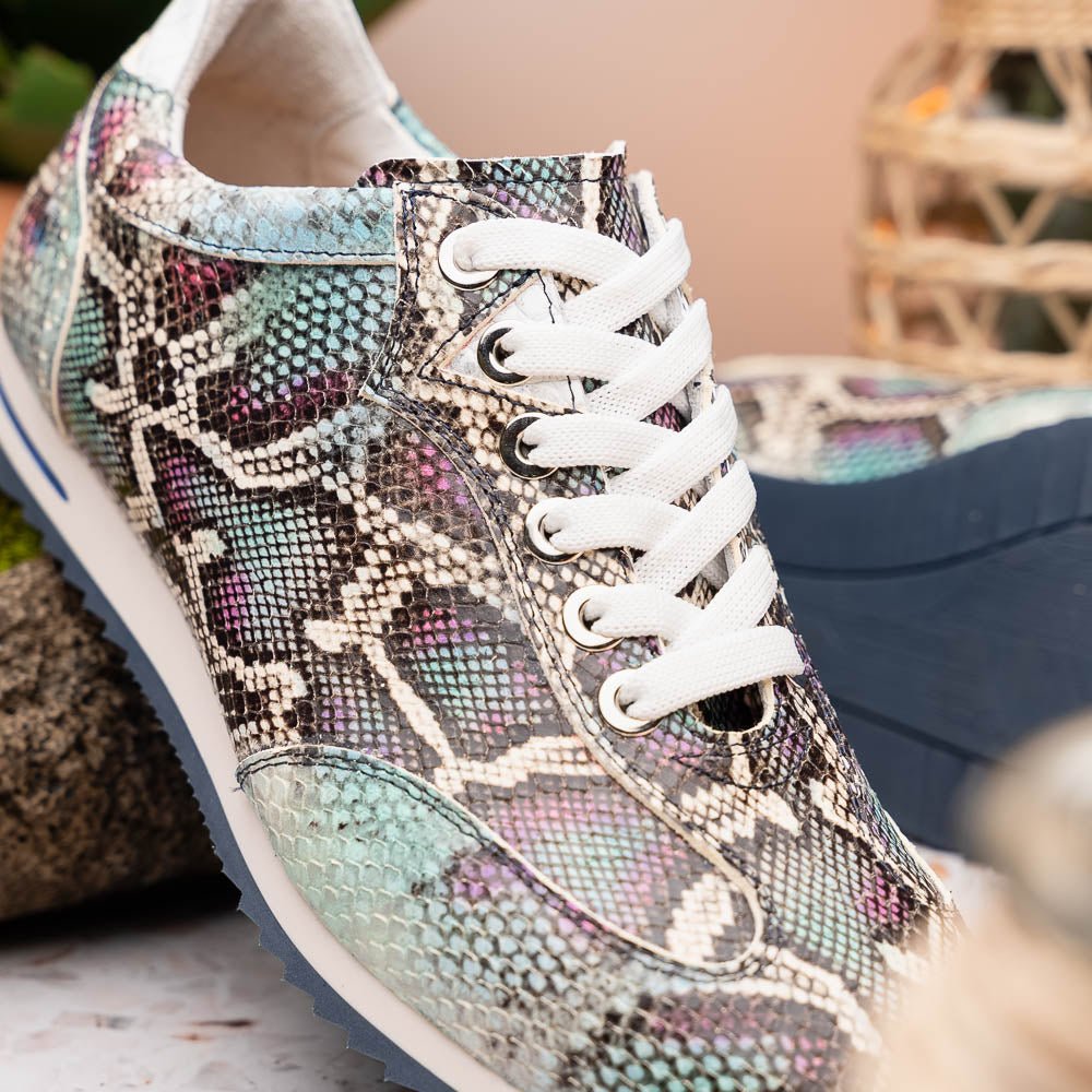 65 - 215 - Blu Peri Python Embossed Italian Calfskin Sneakers, Marine Blue Sale by Zelli Italia – Don't Panic Shoes