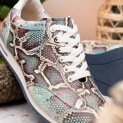 65 - 215 - Blu Peri Python Embossed Italian Calfskin Sneakers, Marine Blue Sale by Zelli Italia – Don't Panic Shoes