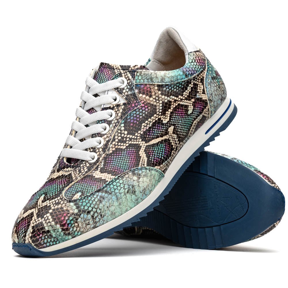 65 - 215 - Blu Peri Python Embossed Italian Calfskin Sneakers, Marine Blue Sale by Zelli Italia – Don't Panic Shoes